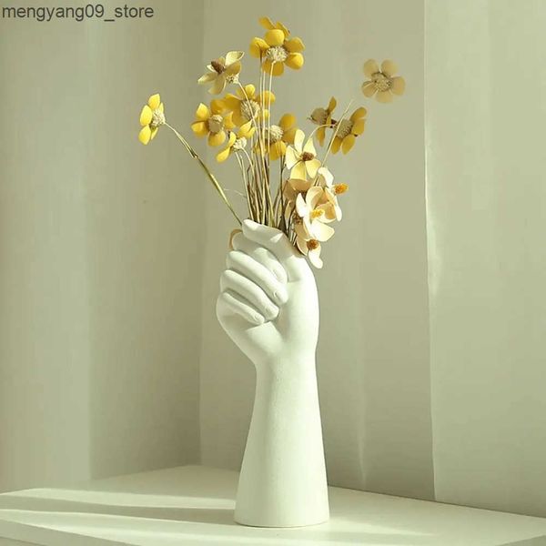 Vases Creative White Resin Vase Delicate Art Arm Body Ornament Human Body Vase Insertion Aesthetic Decorative Home Decoration J241210