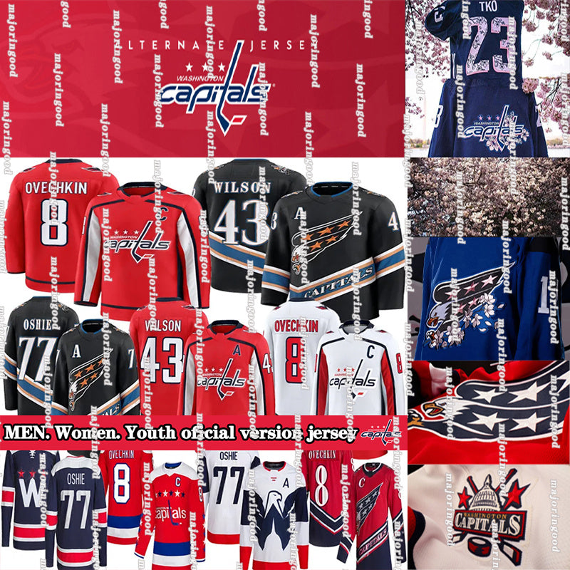 Capitals Jersey #8 Alex Ovechkin Jersey Strome Tom Wilsons Jersey Pierre-Luc Dubois Dylann Stromees T.J. Oshie Aliaksei Protas Jakob Chychrun Hockey