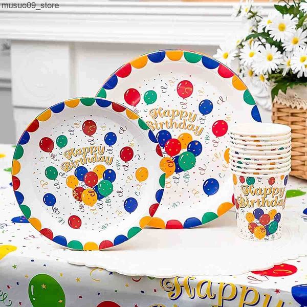 Decorative Plates balloon Theme Birthday Party Decorations Disposable Tableware Set Paper Plates Napkins Cups L240910