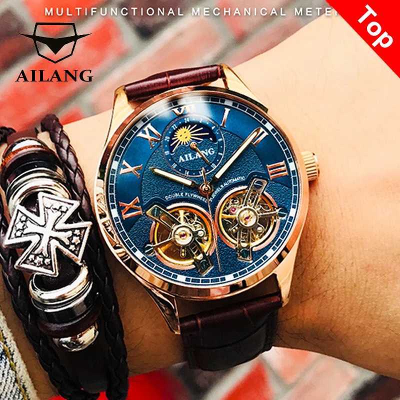 Wristwatches AILANG Original Design mens Double Flywheel Automatic Mechanical Watch Fashion Leisure Business Clock S2526