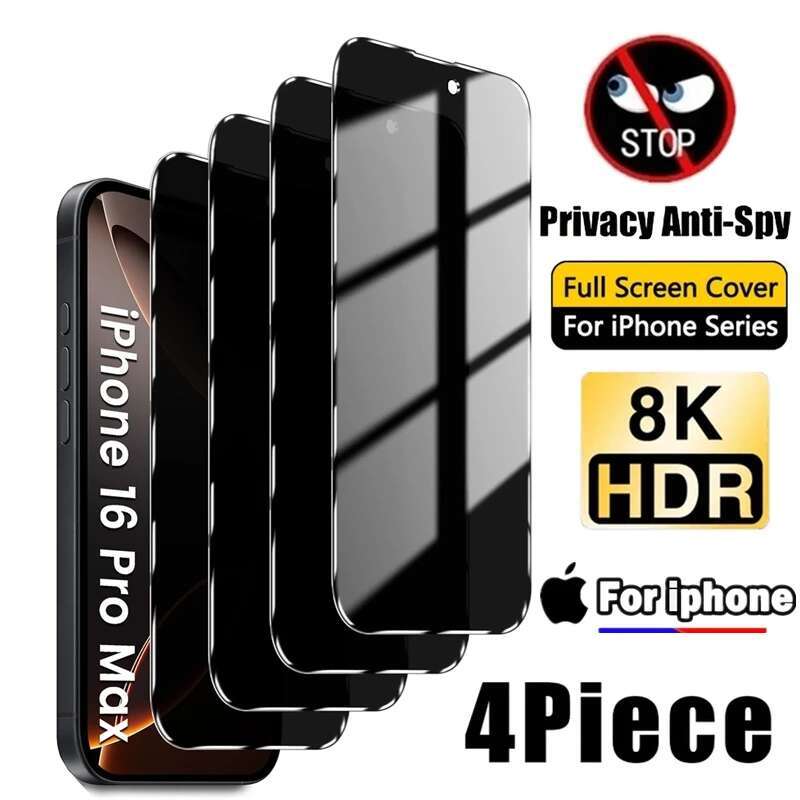4Pcs Privacy Tempered 16 15 14 13 12 11 Pro Anti-Spy Screen Protectors For iPhone XS Max XR 7 8 Plus Glass