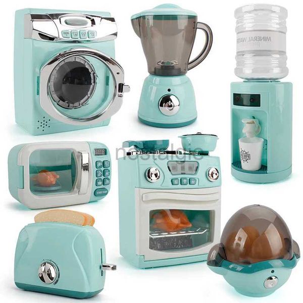 Kitchens Play Food Kids Kitchen Toy Simulation Washing Machine Bread Maker Oven Microwave Girls Play House Role Play Interactive Toys For Ch