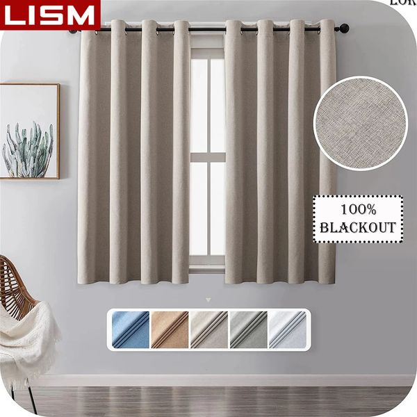 Curtain LISM Linen Texture Thermal Insulated Blackout Curtain 100% Shading Curtains for Living Room Bedroom Dining Room Window Drapes 231019