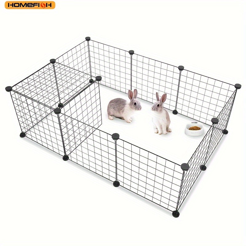 TEMU Homefish 12pcs Iron Mesh Material Fence Pet Fence, Small Animal Cage Indoor Portable Metal Mesh Courtyard Fence Small Animals, Guinea Pigs,