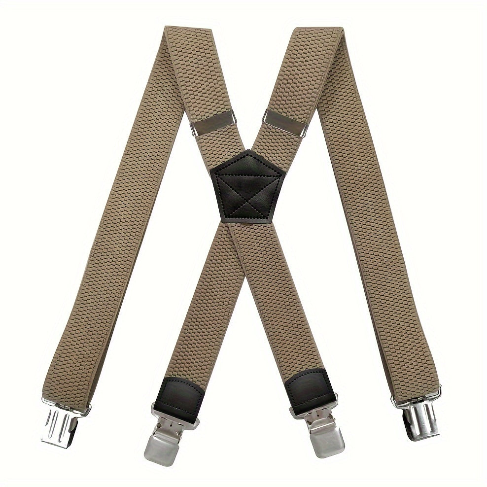 TEMU 1-2pc Heavy Duty Suspenders For Men Work Outdoor Hunting Motorbiking Skiing, 1.5inch Wide 4 Strong Clamp, Adjustable Men's Suspenders Trouser
