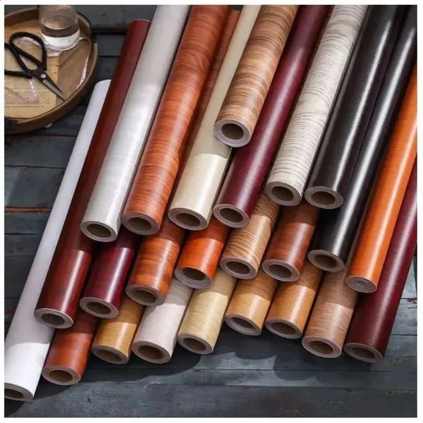 Thick wood grain PVC waterproof sticker cabinet desktop furniture renovation decorative film wallpaper 240919