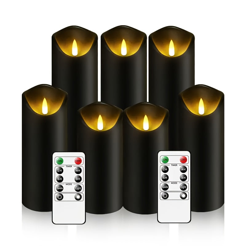 TEMU Nimiko 7pcs Set Of Flickering Flameless Candles With 2 Remote Controls And Timers, Led Candles, Suitable For Holiday Decoration, Holiday Gifts,