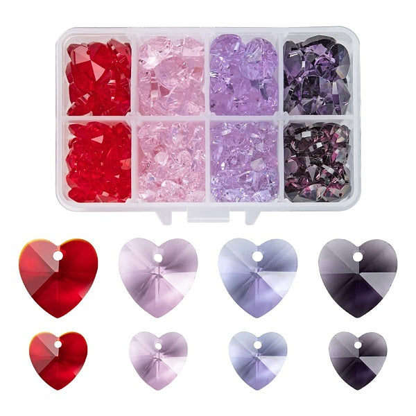 240 Stück 8 Stil romantische Valentinstag Ideen Glas Charms