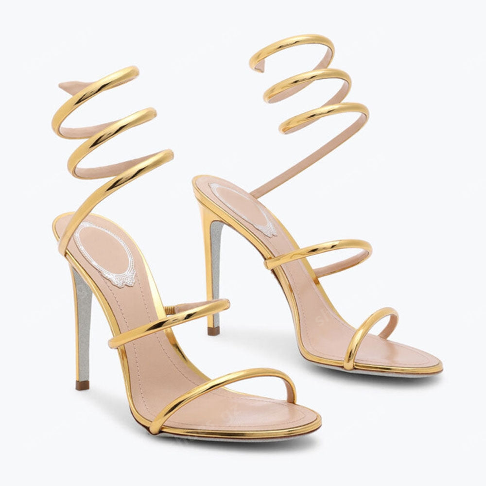 Luxury designer metallic-finish sandals 95 velvet stiletto heels sandal Evening party shoes Ankle Wraparound women high heeled Size 35-43 Bring box