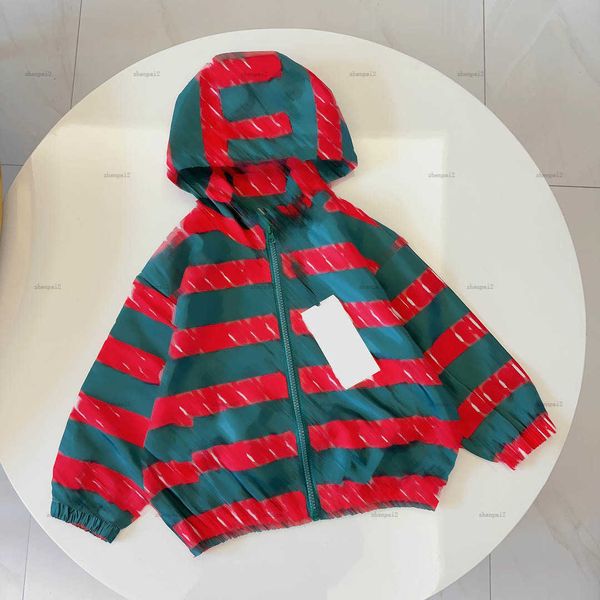 Luxury kids jackets Colorful stripe design baby coat Size 100-150 boys girls Outerwear Hooded child Sunscreen clothing