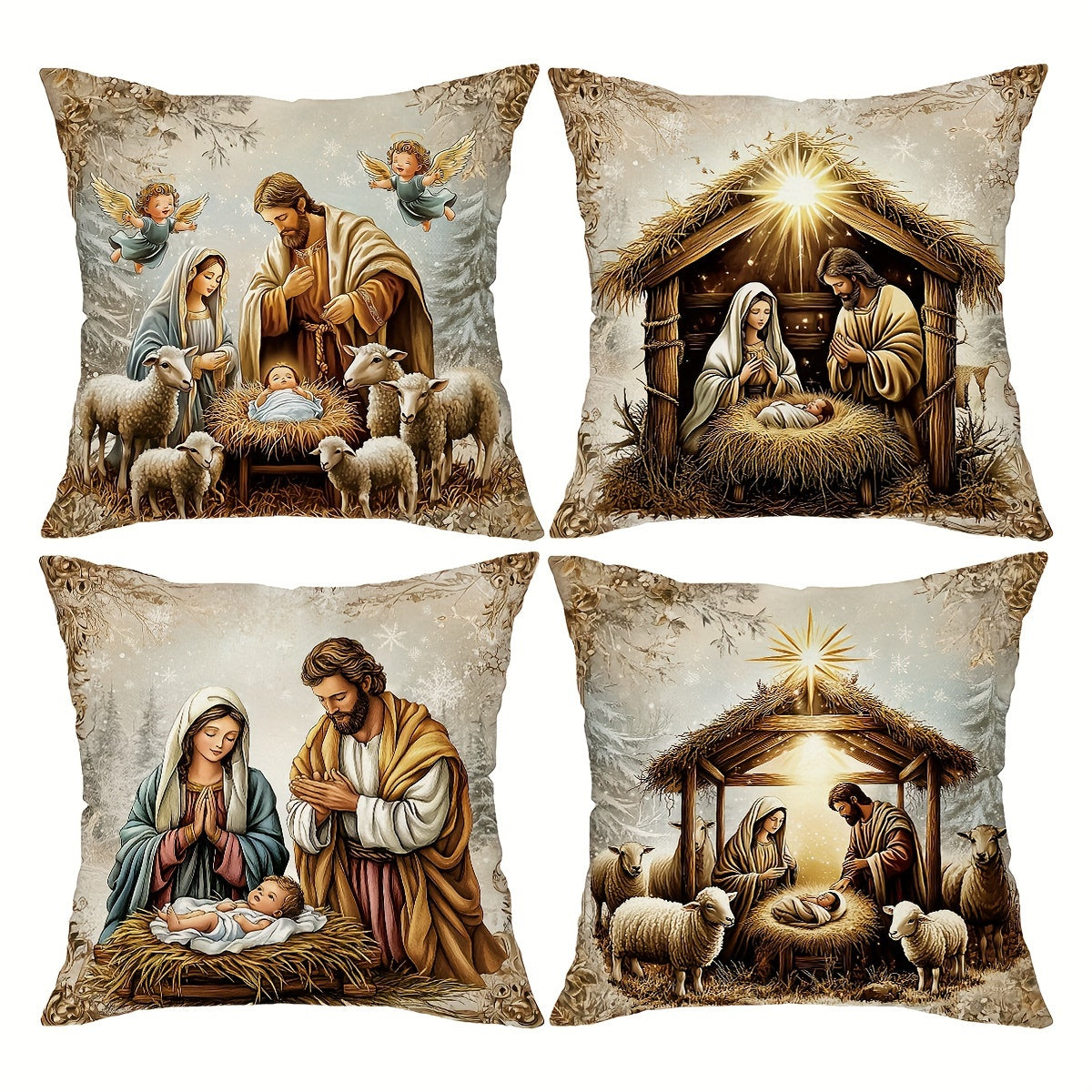 TEMU 4pcs Of Set, Christmas Pillowcase, Christmas Decorative Cushion Cover, 18 Inches *18 Inches, Farmhouse Winter Decoration, Suitable For Sofa,