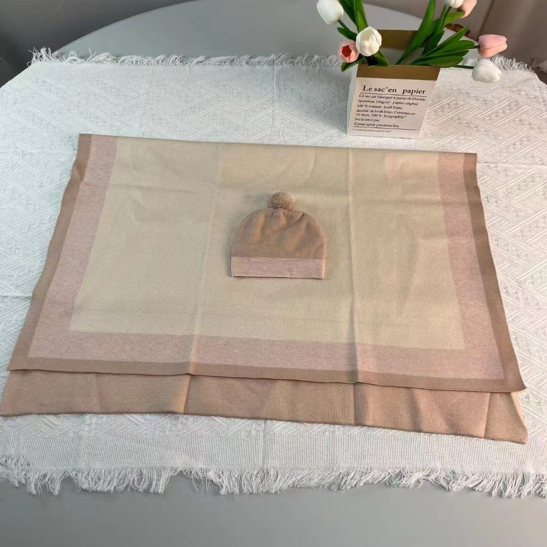 2023 new 2 colors Born Baby blanket Boy girls Soft 100% cotton Kids Girls Infant tops Winter Blanket kids Knitting scarf hat