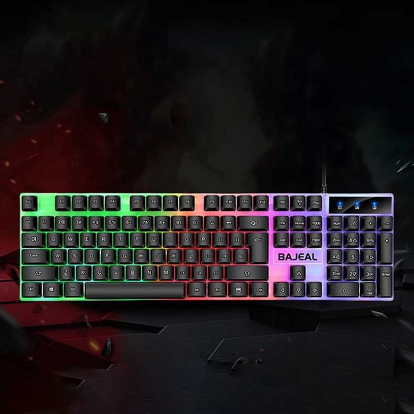 Keyboards Wired USB Keyboard Seven Color Lights Gaming Keyboard 1.5m Cable Mechanical Keyboard for PC Gamer Laptop CL250110