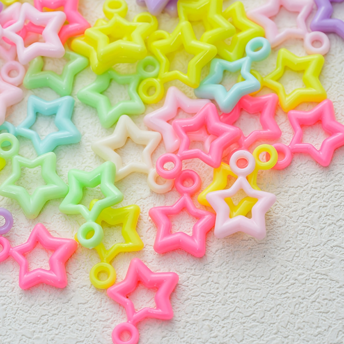 TEMU 100pcs Macaron Colors Star Pendants, Multicolor Candy Acrylic Charms For Making, Necklace And Bracelet Craft Accessories, Creative Keychain