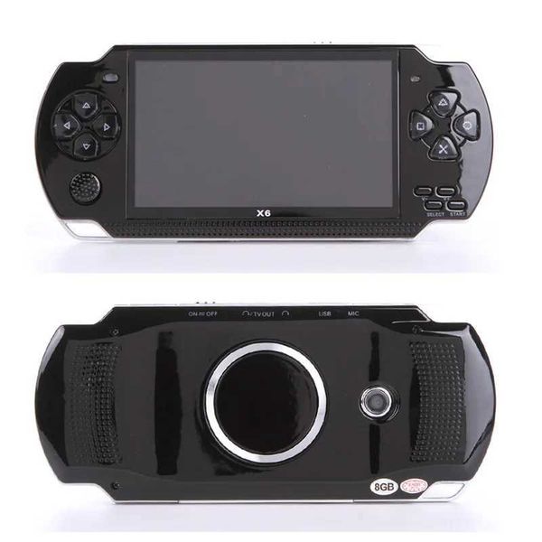 Jogadores de jogos portáteis X6 Console de jogo portátil de 4,3 polegadas MP4 MP5 Game Player True 8 GB Suporte P Games Cameras Videos E-boo