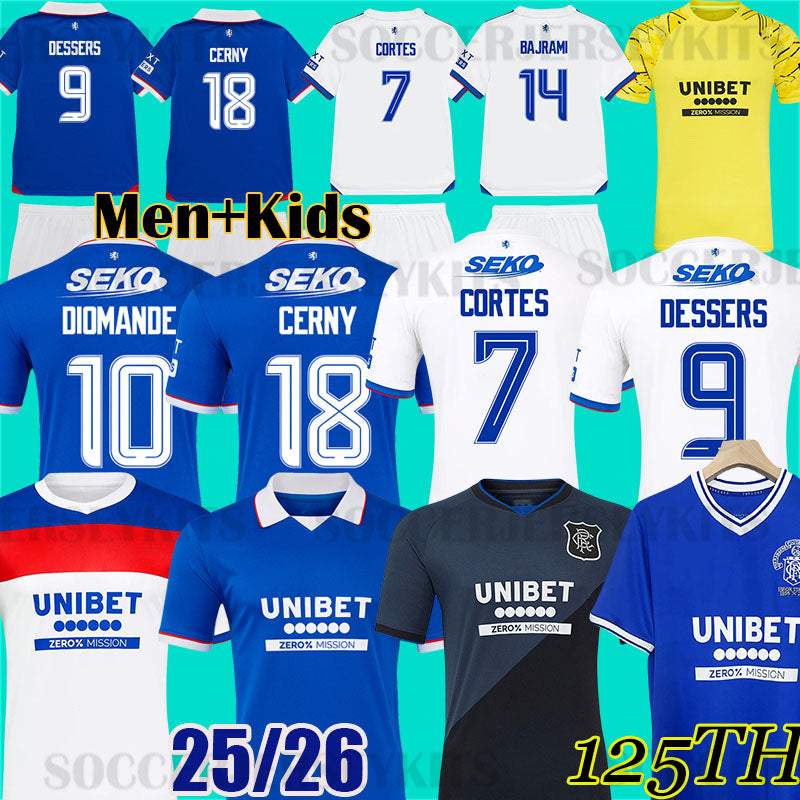 rangerss fc shirts 25 26 rangeres football shirts tops 2025 2026 TAVERNIER YILMAZ LUNDSTRAM FABIO SILVA Kids Kit glasgow rangersoccer retro player c
