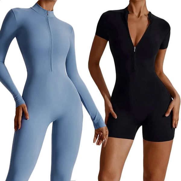 Jumpsuit de treino de zíper de verão esportes de ginástica em ginástica de ginástica executando fitness ternos de traje tracksuit sportswear