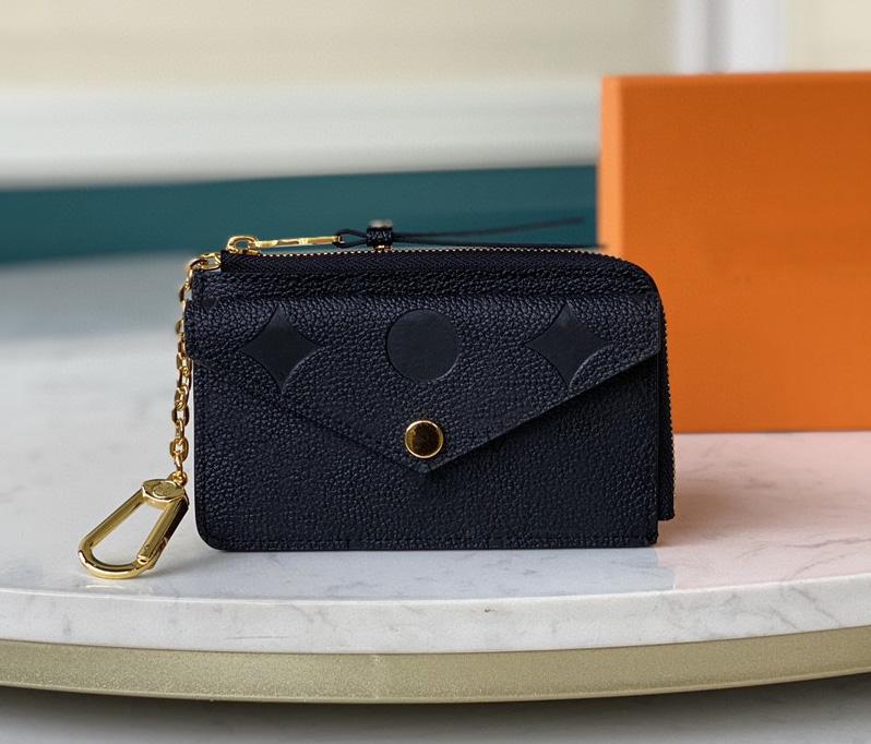 Card Holders Embossed flowers designer wallets luxurys chain wallet leather bag High Quality Classic Letters Key coin Purse Original Box Plaid card