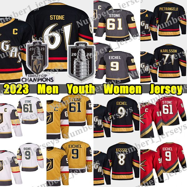 #61 Mark Stone 2023 Stanley Cup Champions hockey jersey Jack Eichel Alex Pietrangelo William Karlsson Jonathan Marchessault Adin Hill Custom