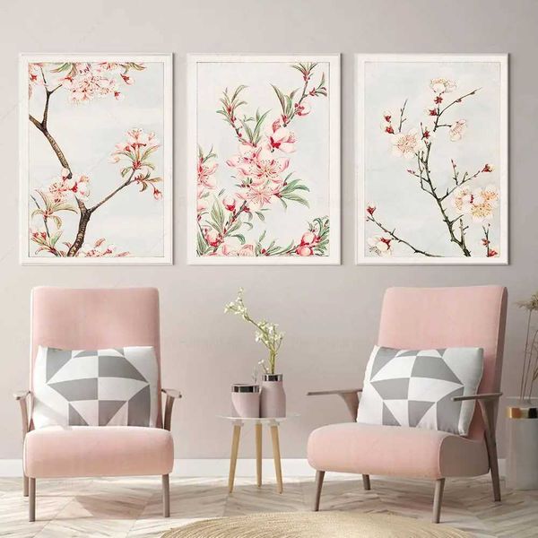 Japanese cherry blossom posters cherry blossom canvases pink floral walls artistic images aesthetic living rooms home decor W241128