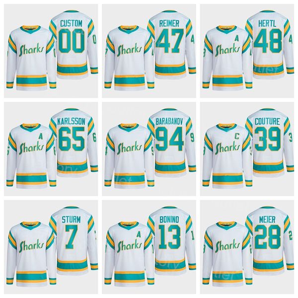 22-23 Reverse Retro Hockey Jersey 48 Tomas Hertl 28 Timo Meier 39 Logan Couture 65 Erik Karlsson Jonathan Dahlen Nick Bonino Matt Nieto Fili