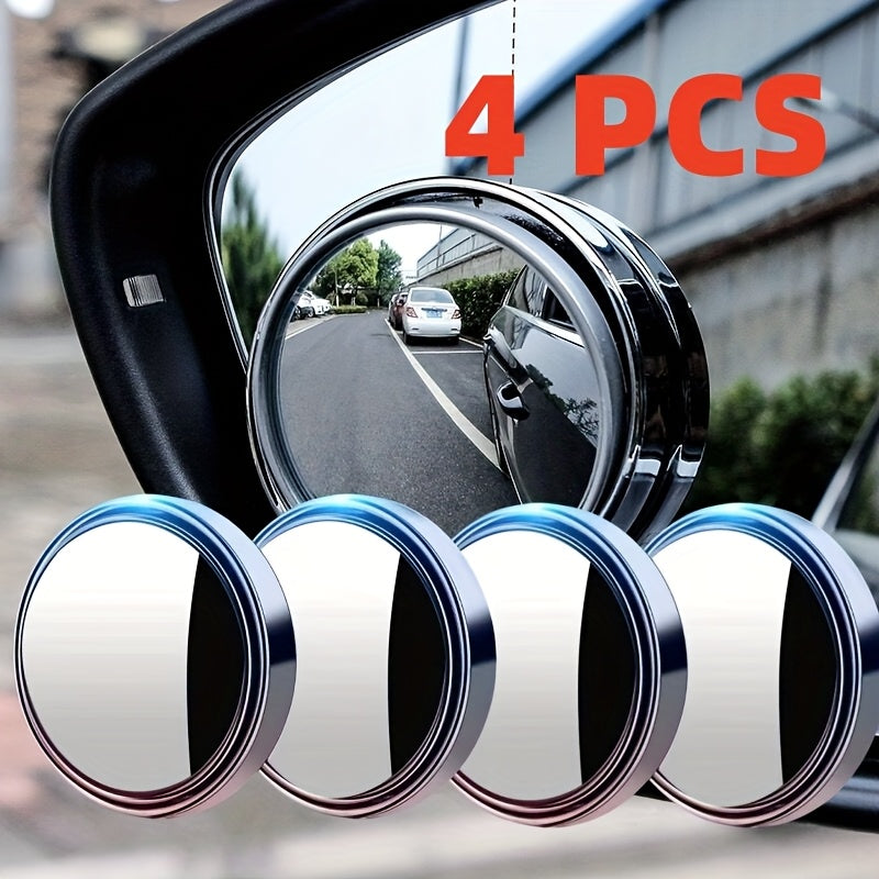 TEMU 4pcs Car Blind Spot Mirrors 360° Adjustable Wide Angle Rearview Mirrors With Hd Glass, Vehicles (, Trucks, Suvs) - Convex, Rearview Mirror