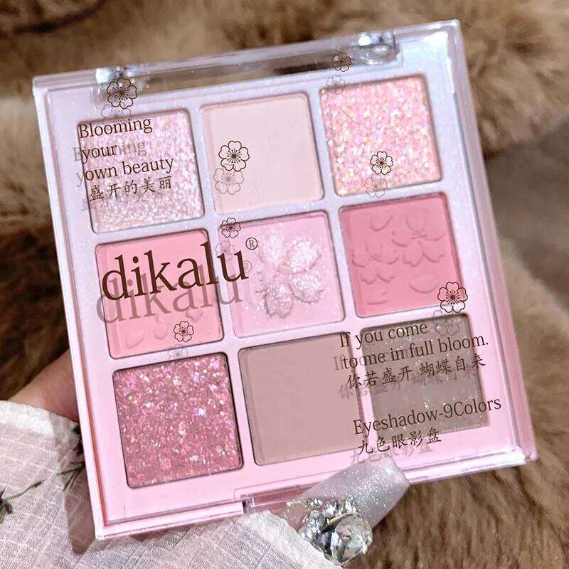 New Nine-color Eyeshadow Palette Rose Pink Nude Brown Low Saturation Pearly Matte Glitter Shadow Long-lasting Eye Makeup free shipping