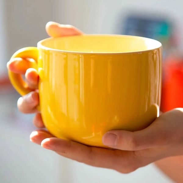 Mugs 700ml coffee cup large capacity ceramic breakfast oat milk tea cup instant noodle bowl innovative gift for friends Q241011