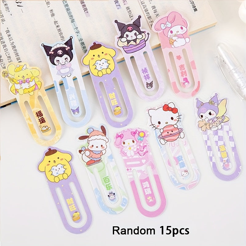 TEMU 30-15pcs Set Of Random My Melody Kitty Bookmarks, Small Hollow Insert Bookmarks, School Uniform For Girls, Bookmarks For Girls, Bookmarks For