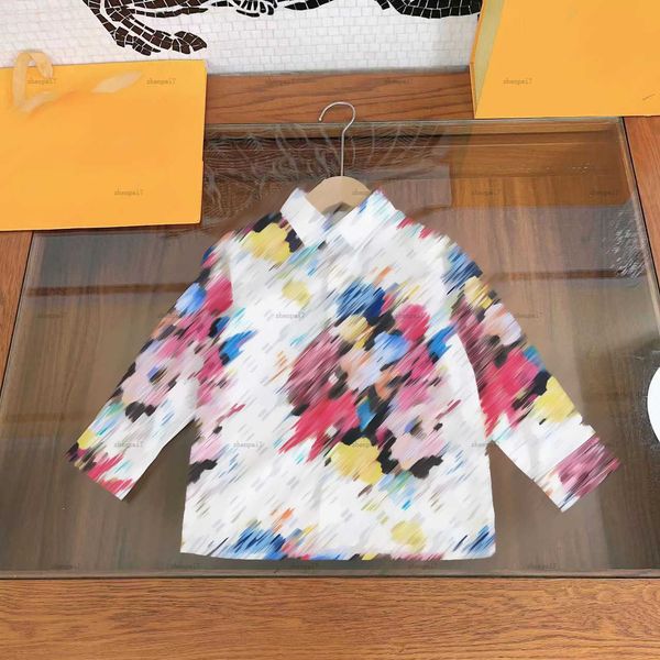 Top designer Baby lapel Shirt fashion Autumn clothing SIZE 120-160 CM Exquisite Colorful Flower Print Design Kids top Child Blouses