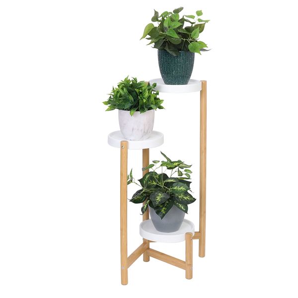 4 Tier Tall Corner Plants Stand Bamboo Indoor Plant Pot Holder Flowers Display Rack for Outdoor Garden Patio Living Room