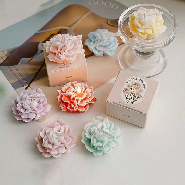 Handmade Carnation Candle Scented Candle Aromatherapy Soy Wax Candle Wedding Birthday Candles Party Home Decoration Photo PropsC241214