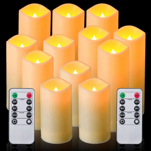 Other Event Party Supplies 12PcsSet Flameless LED Candles with Remote Controll and Timer Romantic Atmosphere Light for Christmas Halloween T