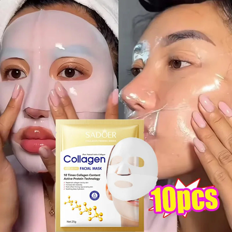 10PCS Collagen Facial Mask Aging Fade Fine Lines Firm Skin SkinCare Korean Cosmetics 250814