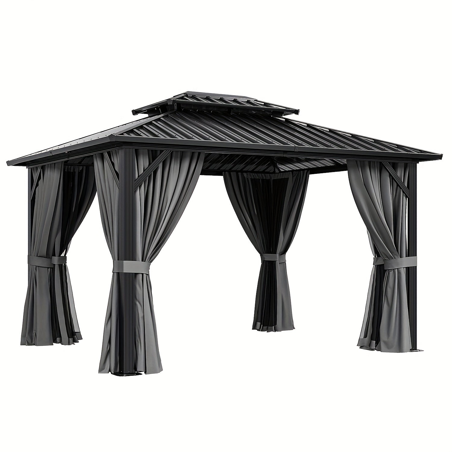 TEMU 10'x12' Gazebo With Aluminum Frame, Double Galvanized Steel Roof, Netting & Curtains, Outdoor For Backyard, Patio & Deck, Gazebo Cover, Patio