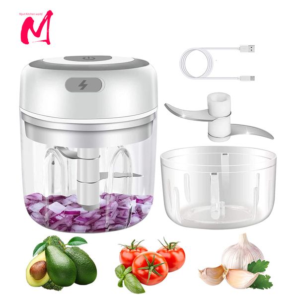 Fruit Vegetable Tools Electric Kitchen Food Chopper Mini Garlic Masher crusher USB Portable Meat Grinder for Gadgets 230731