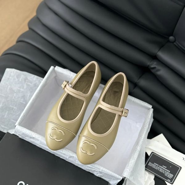 dress ballet flat low heel Paris white channel Shoes Women Genuine Leather Slip Ballerina Round Toe Ladies Shoes Slingbacks mens loafers fla