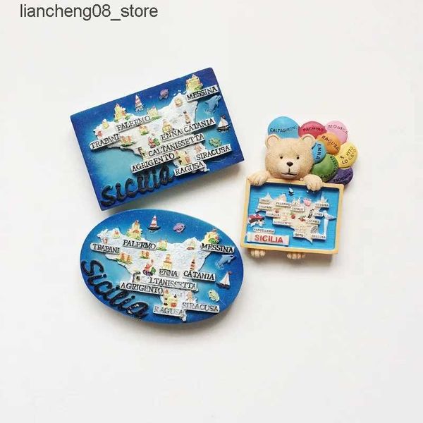 Fridge Magnets High Quality Italy Sicilia 3D Cute Bear Fridge Magnets World Travel Souvenirs Decorative Refrigerator Magnetic StickersL24091