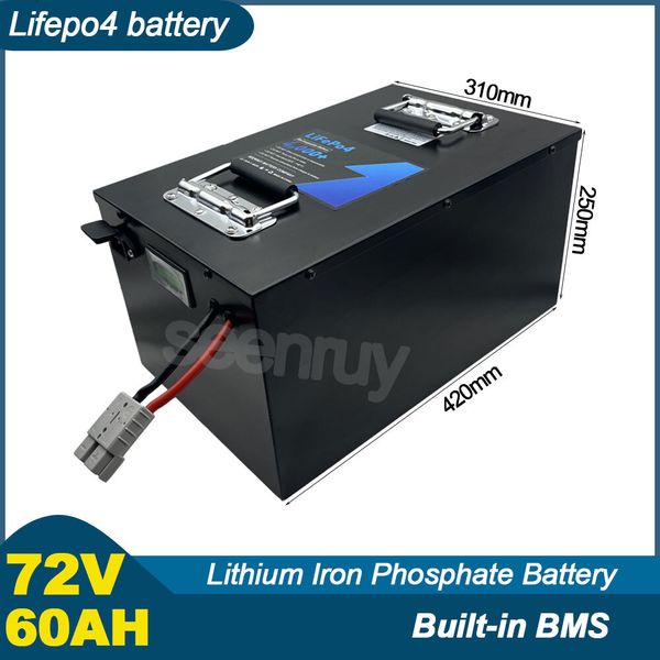 72V 60AH LIFEPO4 com bateria de fosfato de ferro carregador de lítio perfeito para 4000w 6500wquadricycy triciclo Motorcycle Scooter