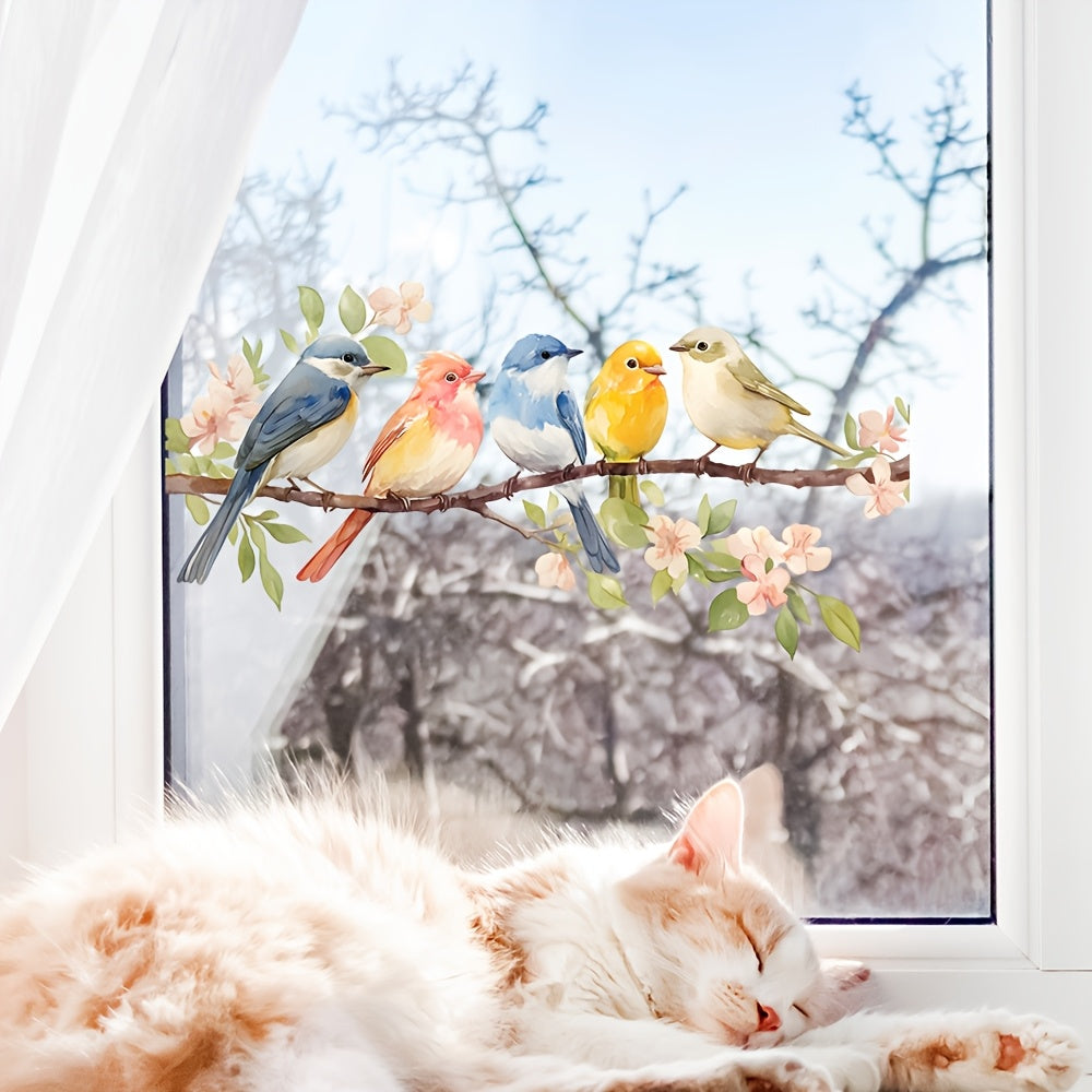 TEMU 1pc Vibrant Bird Window Cling Decal - Window Decals Self Adhesive Toilet Stickers, Easy Removal, For On Glass & Smooth , Spring