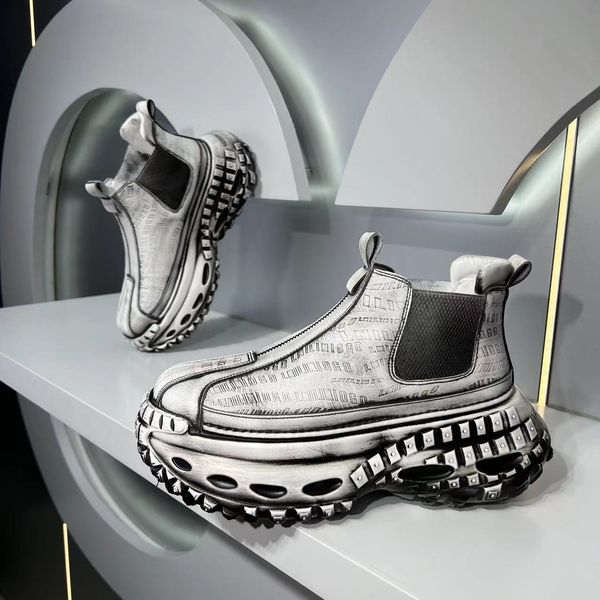 Ddmybear Men&#039;s High Top 2024 Autumn New Thick Soled Tire Men&#039;s Height Increasing Casual Vintage Sports Shoes Chinese Brand Shoes F