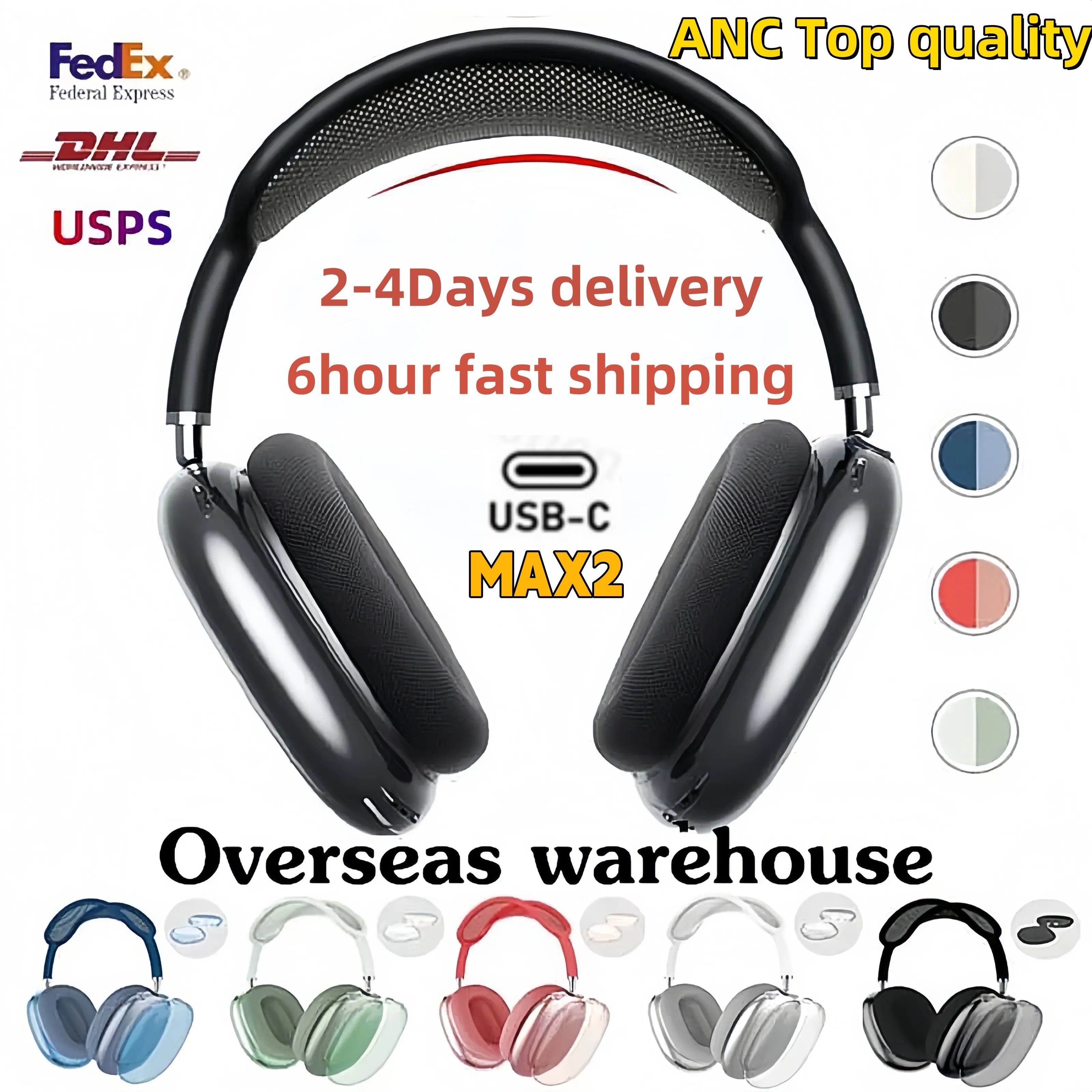 For Top quality Airpod Max 2 3 4 ANC Wireless Headphone Bluetooth Earphones Accessories Max Pro Headset TPU Case Silicone shell airpod Pro max Headp