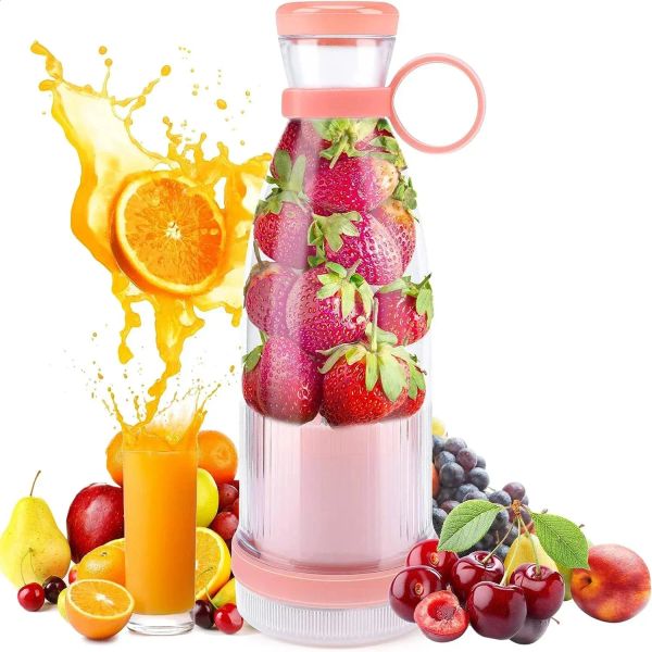 Electric Juicer Portable Mini Juice Blender for Shakes Smoothies 6 Blades USB Charging Orange Lemon Fruit Mixer