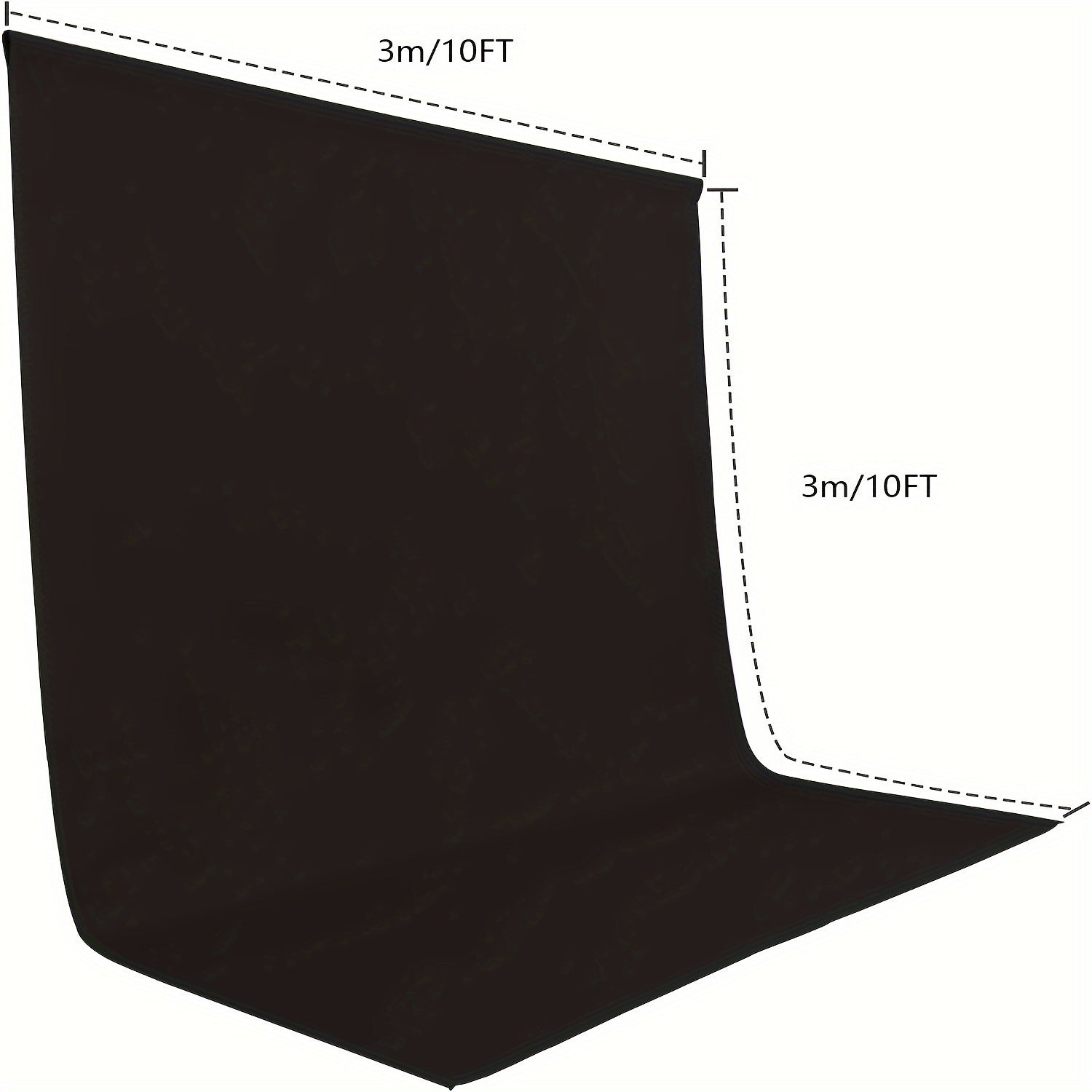 TEMU Black Background Photography Cloth 10x10 Feet High-density Polyester Fabric Photo Backdrop Curtain Screen Foldable Washable Seamless For