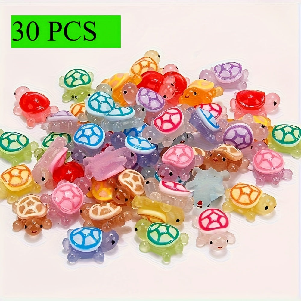 TEMU 30pcs Mini Cartoon Animal Statue Model Small Gifts, Desktop Decorations, Fish Tank Landscape Decorations, Colorful Glowing Turtle Decorative