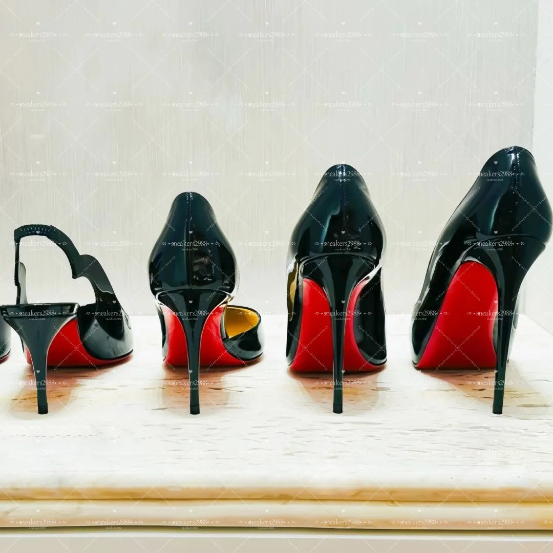 Women high heels designer pointed sandals luxury classic red shiny pattern nude black patent leather Women brand high heels 6CM 8CM 10CM 12CM