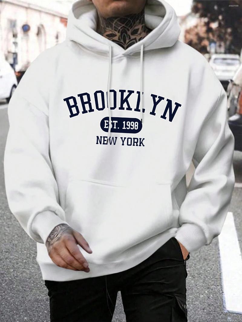 Men&#039;s Hoodies Men Harajuku Crewneck Hoodie Fashion Oversize Hoody Autumn Comfortable Tracksuit Brooklyn Est 1998 York Printing