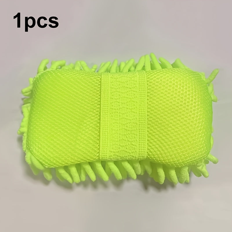 TEMU Car Wash Mitt Chenille Microfiber Wash Sponge , Ultra Absorbent Microfiber Waffle Drying Towel For Car Detailing, Car Washing Kit, Car Cleaning