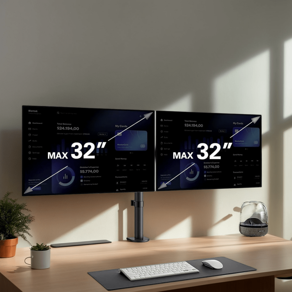 TEMU 13 To 32 Inch Dual Monitor Stand, Fully Adjustable Dual Monitor Stand For 2 Computer Screens, Heavy-duty Dual Monitor Stand With 17.6 Lbs Per