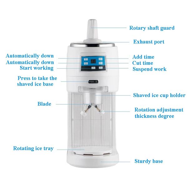 Commercial Snowflakes Ice Machine Automatic Ice Shaver Crusher Machine Electric Ice Shaving Machine Snow Cone Maker 300W